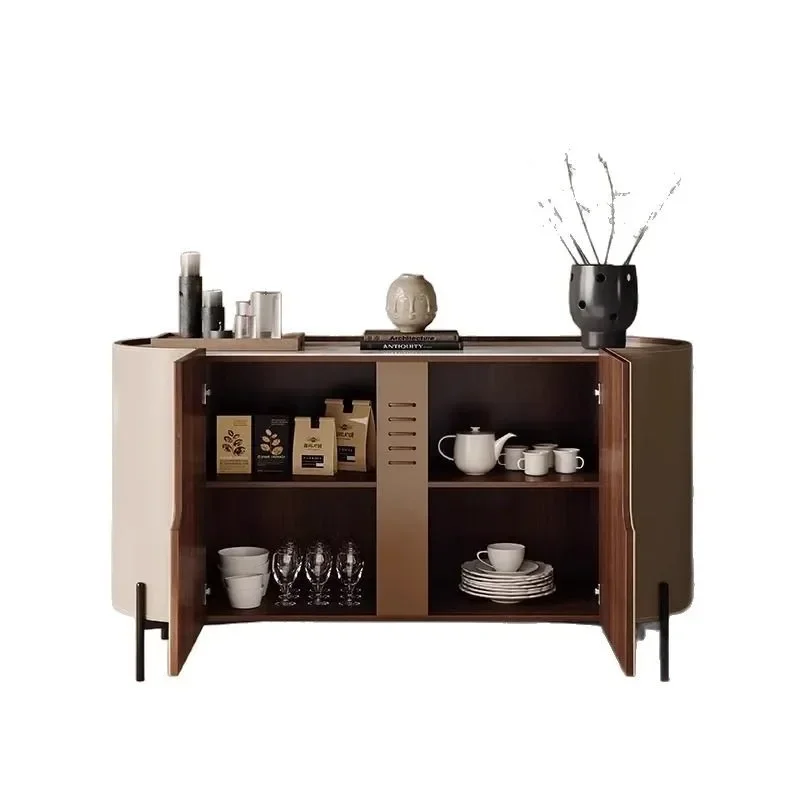 Minimalist side cabinet Slate wabi wind Saddle leather Door locker Living room entrance porch