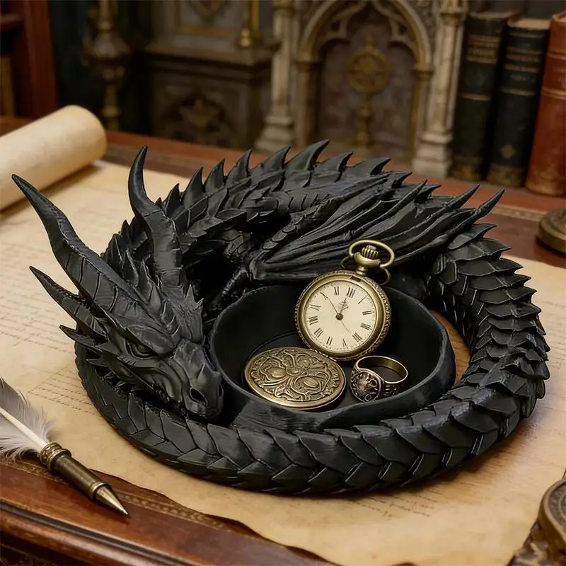 Creative Gothic 3D Printing Dragon Tray Dark Style Plastic Jewelry Storage Tray Decorative Desktop Organizer Key Holder