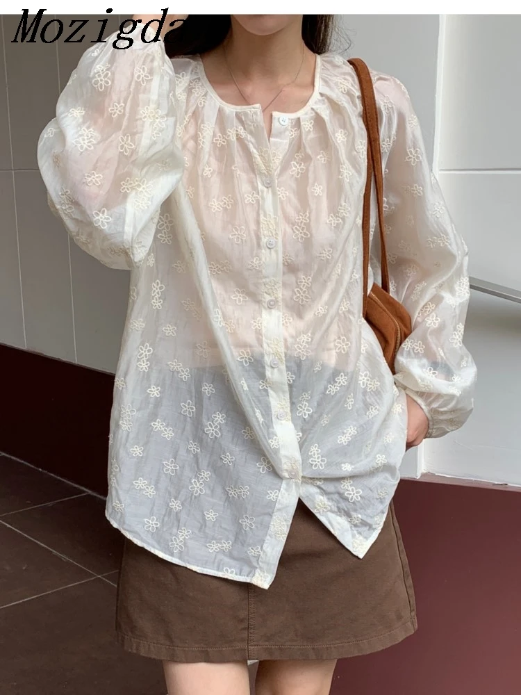 

Apricot Florals Shirts Sweet Girls Loose Daily Gentle Office Lady Autumn Chic Full Sleeve Fashion Casual