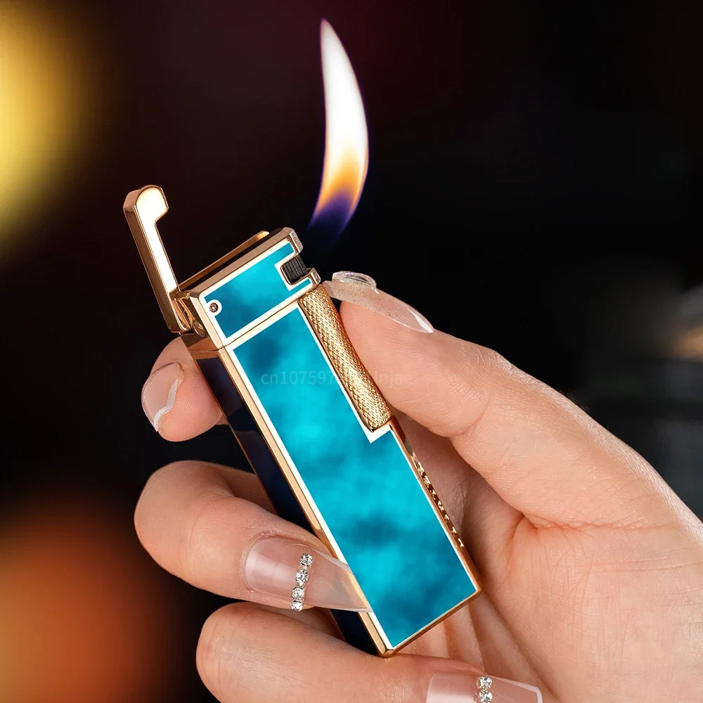 Butane Gas Lighters Retro Side Slide Grinding Wheel Ignition Open Flame Cigarette Lighters Smoking Accessories Unusual  Lighters