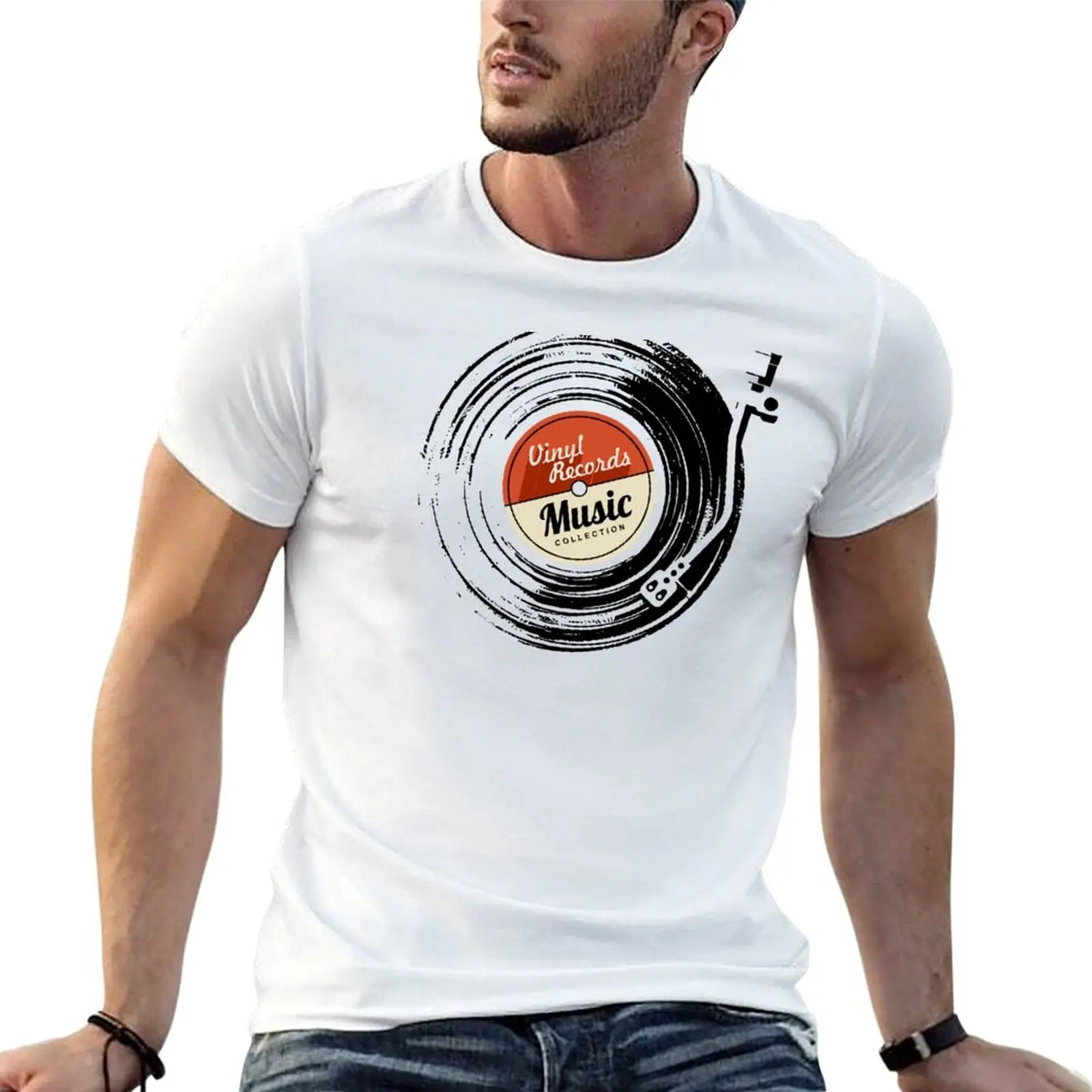 vinyl record music collection retro vintege T-Shirt basketball graphic tees shirts graphic tees men t shirts