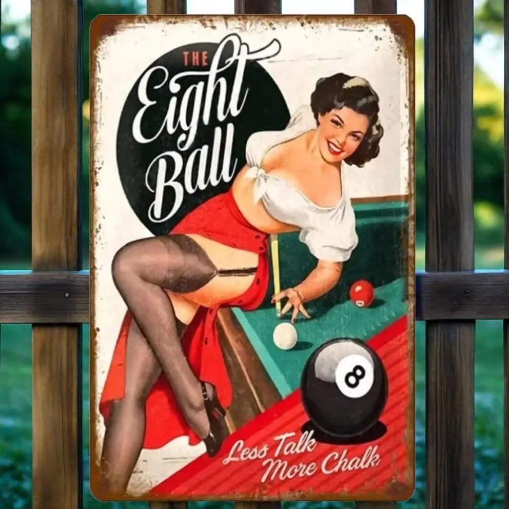 1 قطعة ملصق البلياردو خمر |   لوحة فنية جدارية معدنية ذات طابع لعبة ريترو للبار أو الحانة أو كهف الرجل |   ديكور عشاق البلياردو الكلاسيكي