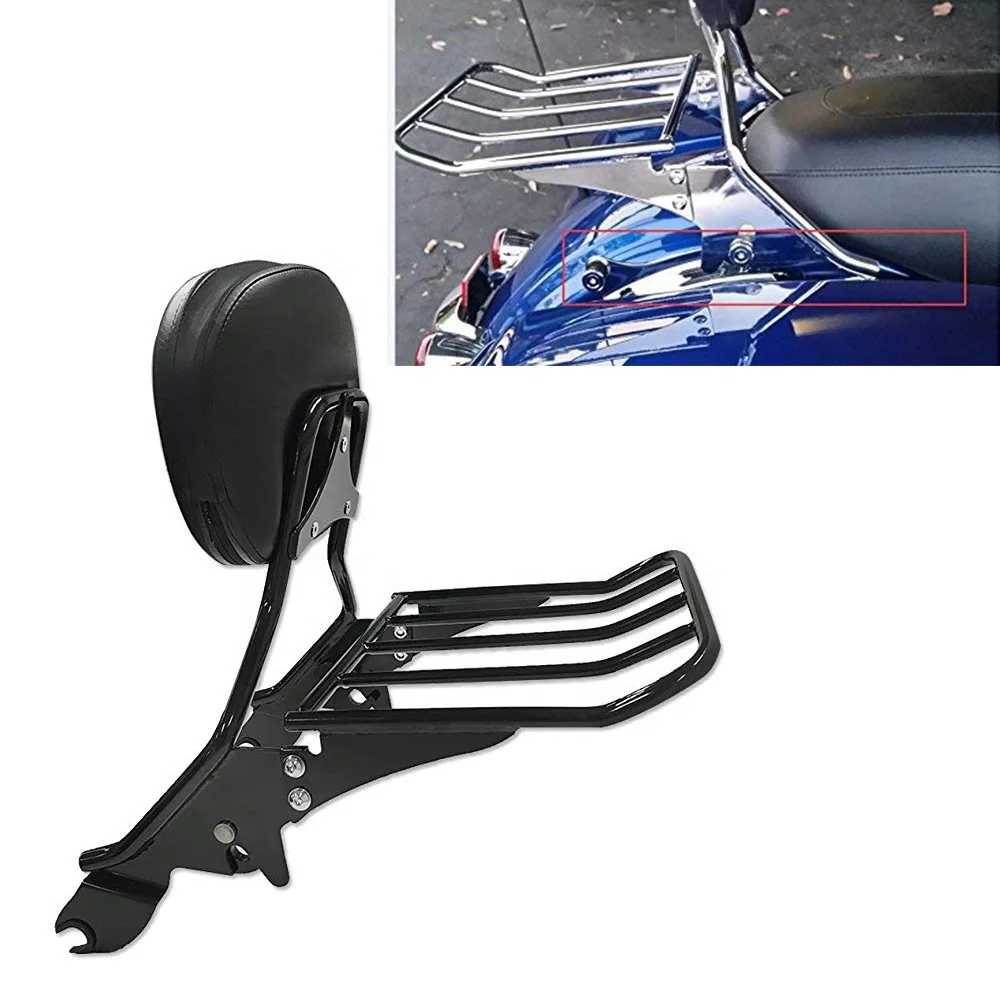 High quality Chinese manufacturer Black Detachable Sissybar Backrest w/Luggage Rack For Harley Touring Glide King