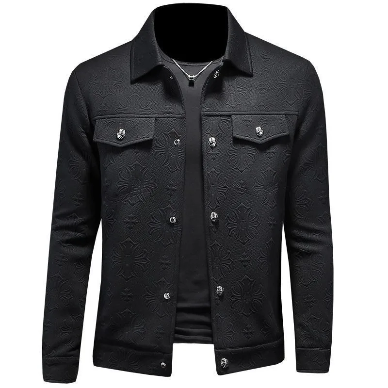 

A New European Slim-fit Spring and Autumn Jacquard Korean-style Lapel Jacket Trendy Casual Fashionable Men's Versatile Coat Top