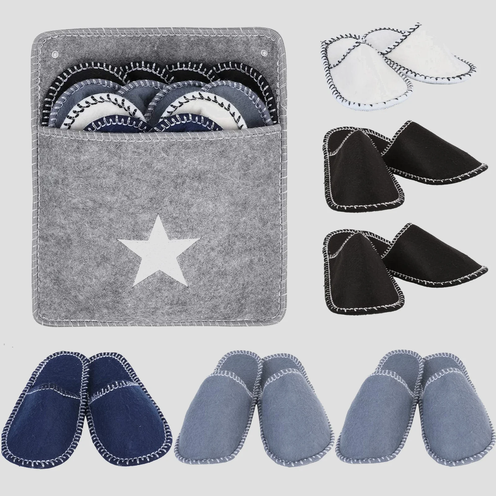 

Family House Guest Slippers Set Non-Slip Closed Toe Disposable Slippers Felt Slippers for Shoeless Home Bedroom Travel 6 Pairs