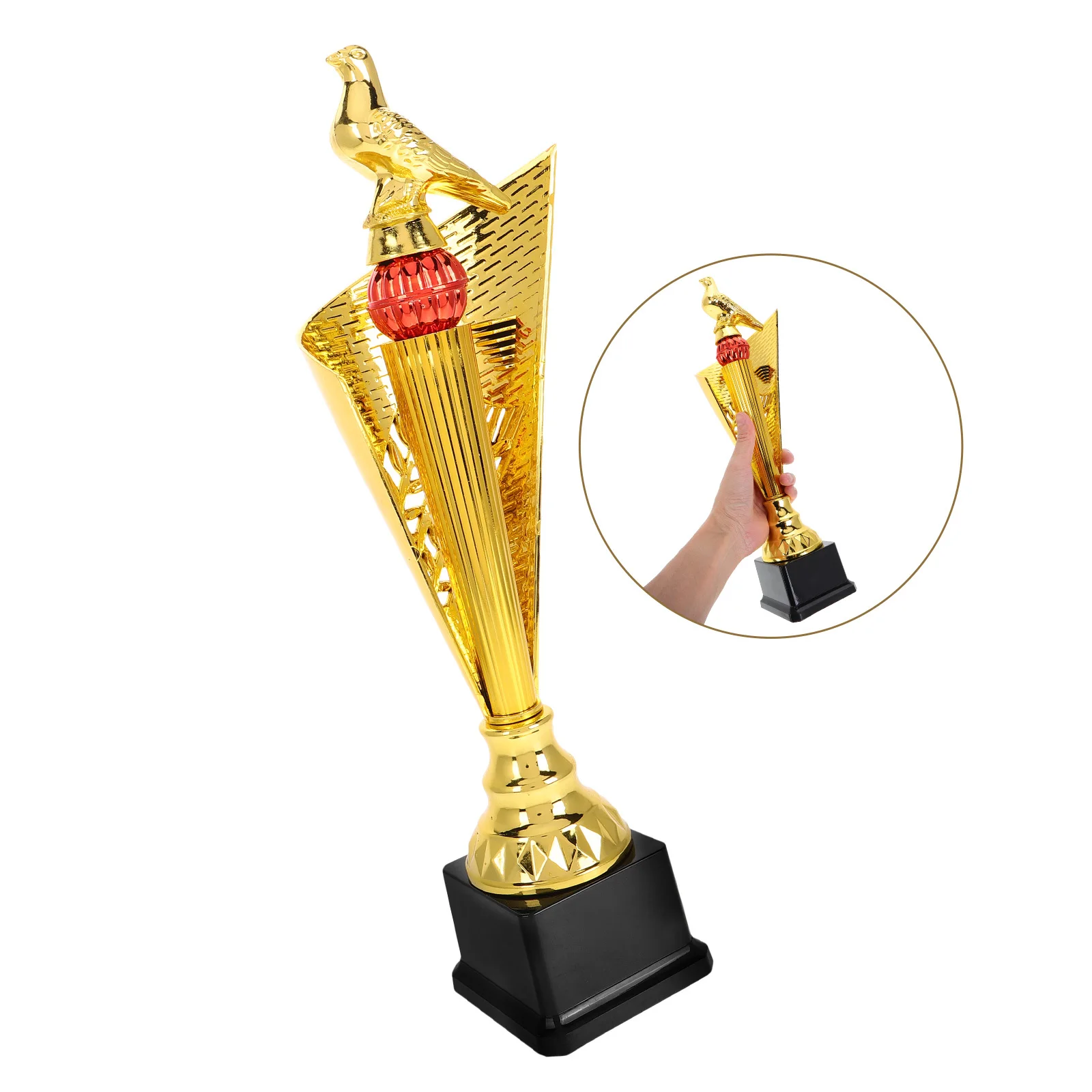 

Pigeon Trophy Gold Plastic Trophy For Award Ceremony Sports Events Volleyball Soccer Football Basketball Dance Competition