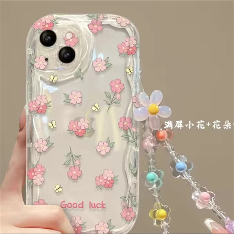 Flower Bracelet Phone Case For Xiaomi Redmi Note 14 13 Pro Plus Note 12S 10 11 8 Pro 12 Redmi 13 12C 13C 14C 10C Wavy TPU Cover