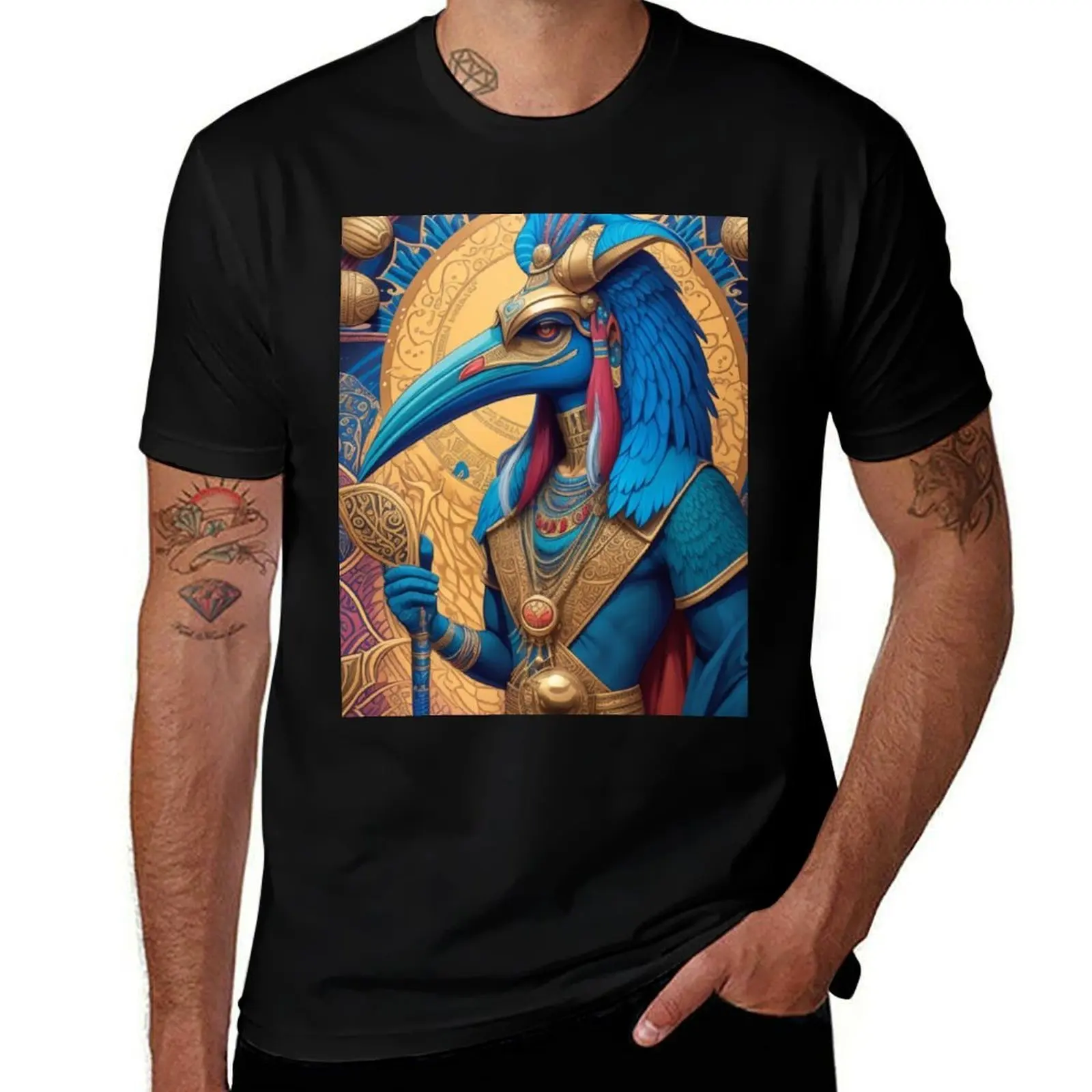 Thoth - Dieu égyptien de la magie et de la connaissance - Le dieu Ibis - T-shirt décontracté en coton doux à manches courtes