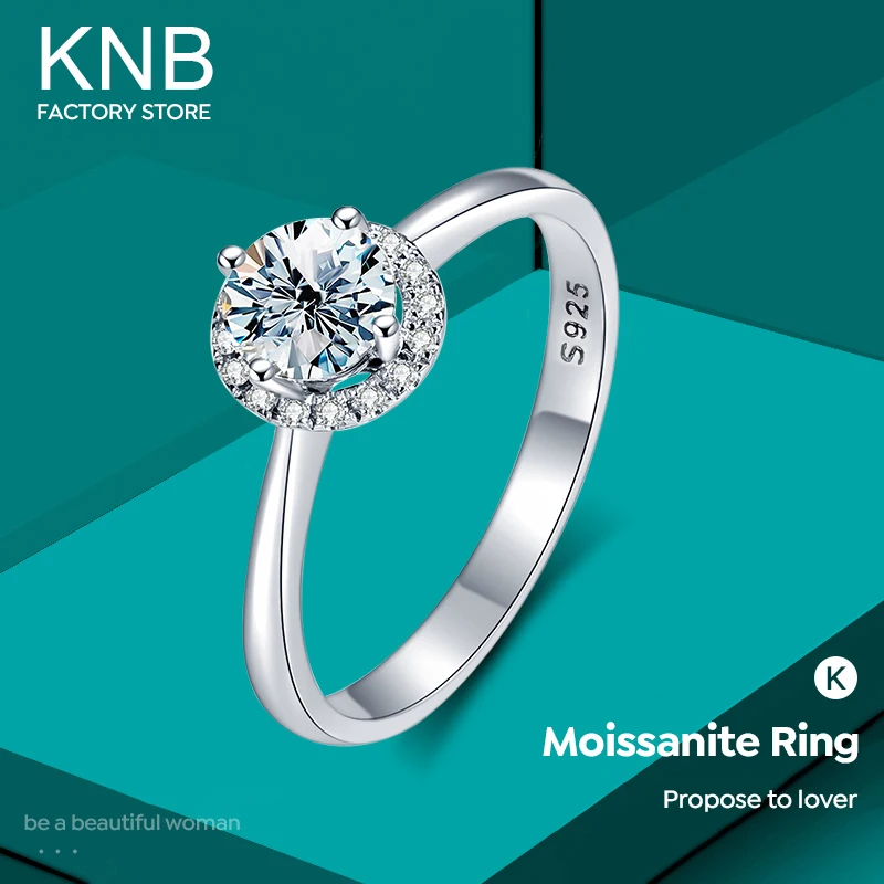 KNB Luxury 1-3CT D Color Moissanite Solitaire Diamond Rings for Women Original 925 Sterling Silver Engagement Ring Fine Jewely