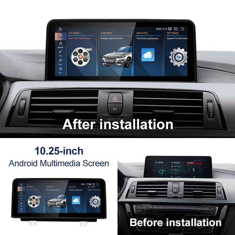 10.25inch Qulacomm Snapdragon680 Android 13 8G 256G For BMW 3/4Series F30 F31 F32 F33 F34 Car Multimedia Wireless CarPlay AUTO