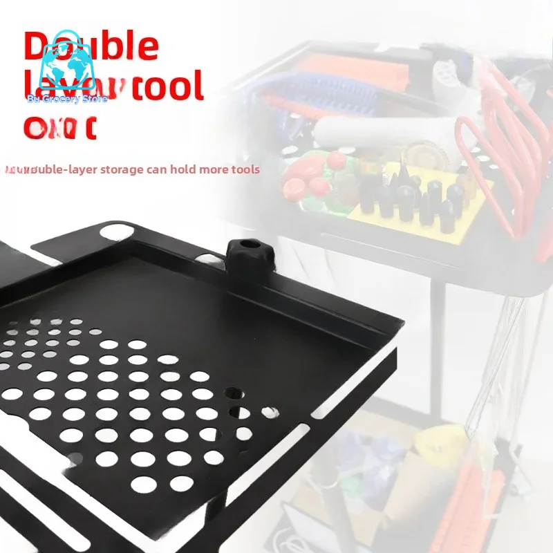 2-Layer Multifunctional Car Dent Repair And Wash Tool Trolley Wheeled Beauty Workshop Storage Cart for Auto Maintenance