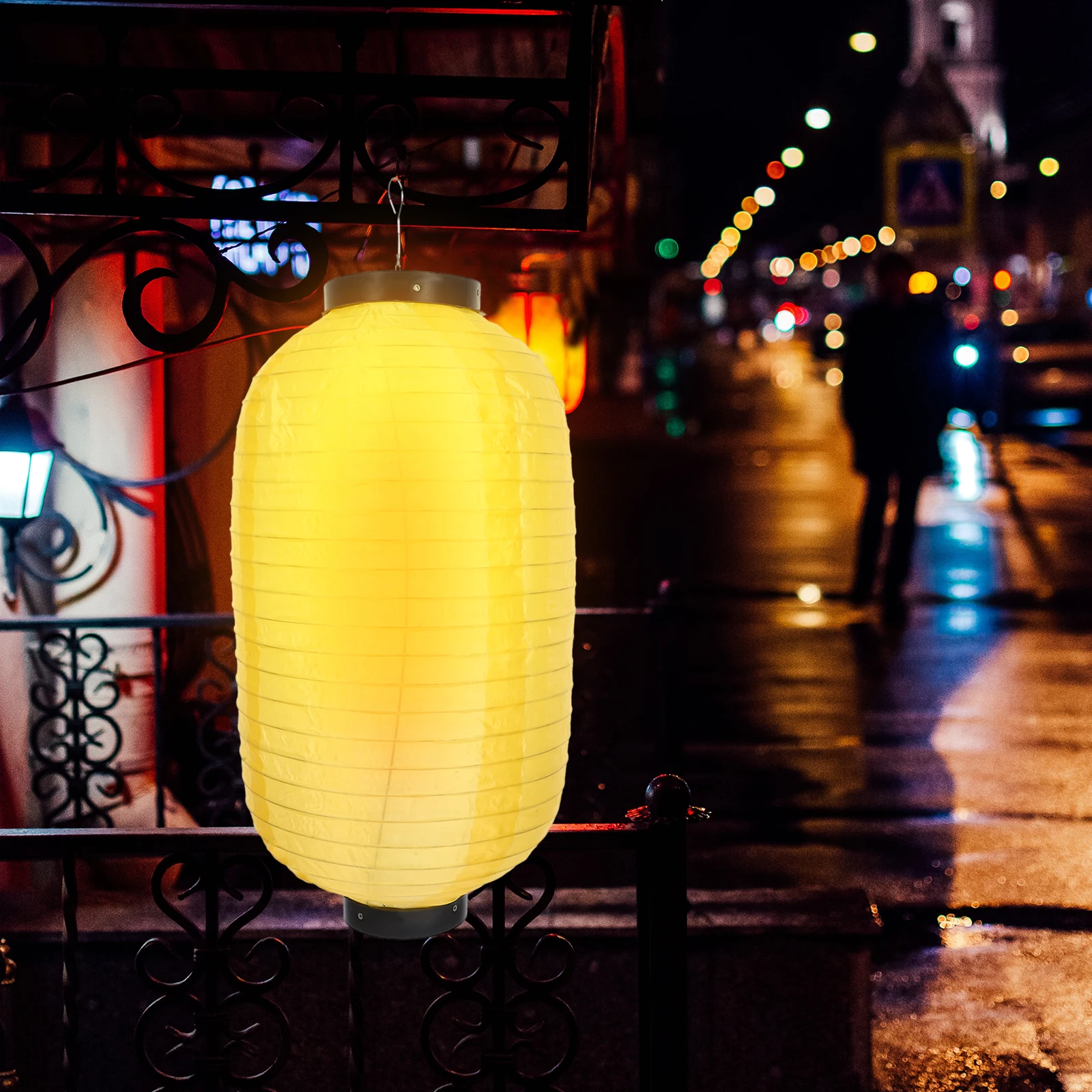 

2Pcs 45X25CM Waterproof Silk Lanterns Golden Yellow Japanese Style Decorative Home Restaurant Festive Hanging Traditional