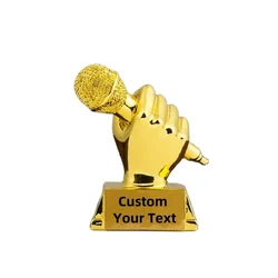 Personalization Gold, Silver and Copper 13cm Sing Trophy Microphone Trophy Best Vocal Performance - Karaoke, Singing Competition