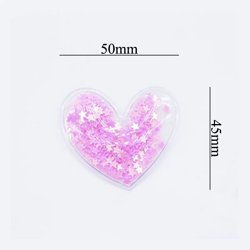 50*45mm Filling Bling Paillette Appliques Heart Patches for DIY Clothes Headwear Cake Topper Hair Clips Decor Accessories