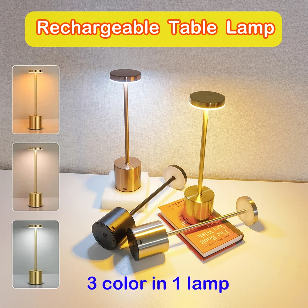 Wireless 3 Color Rechargeable Night Light Classic Touch Sensor LED Table Lamp for Club Outdoor Decor Hotel Bedroom Decor Light