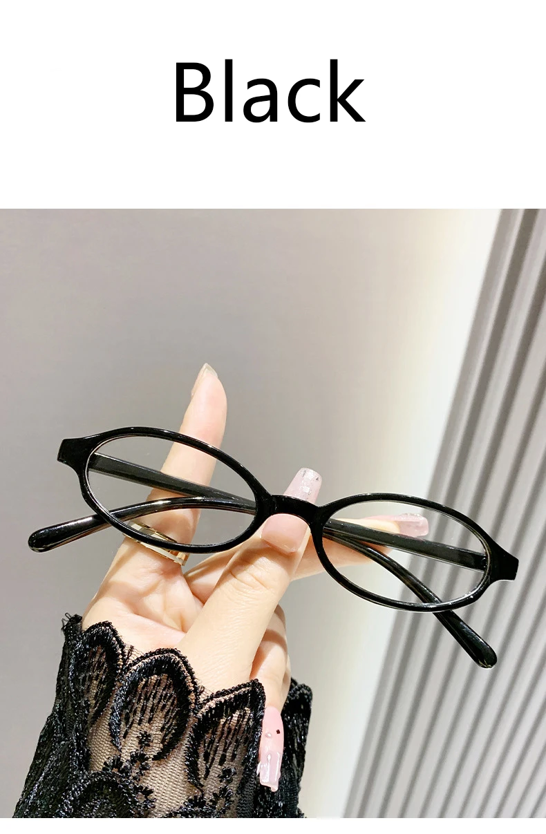 Frauen Retro Oval Gläser Y2K Japanische und Koreanische Mädchen Rot Grün Rahmen Glas Brillen Dekorative Computer Anti-blau Brillen – Detail 7