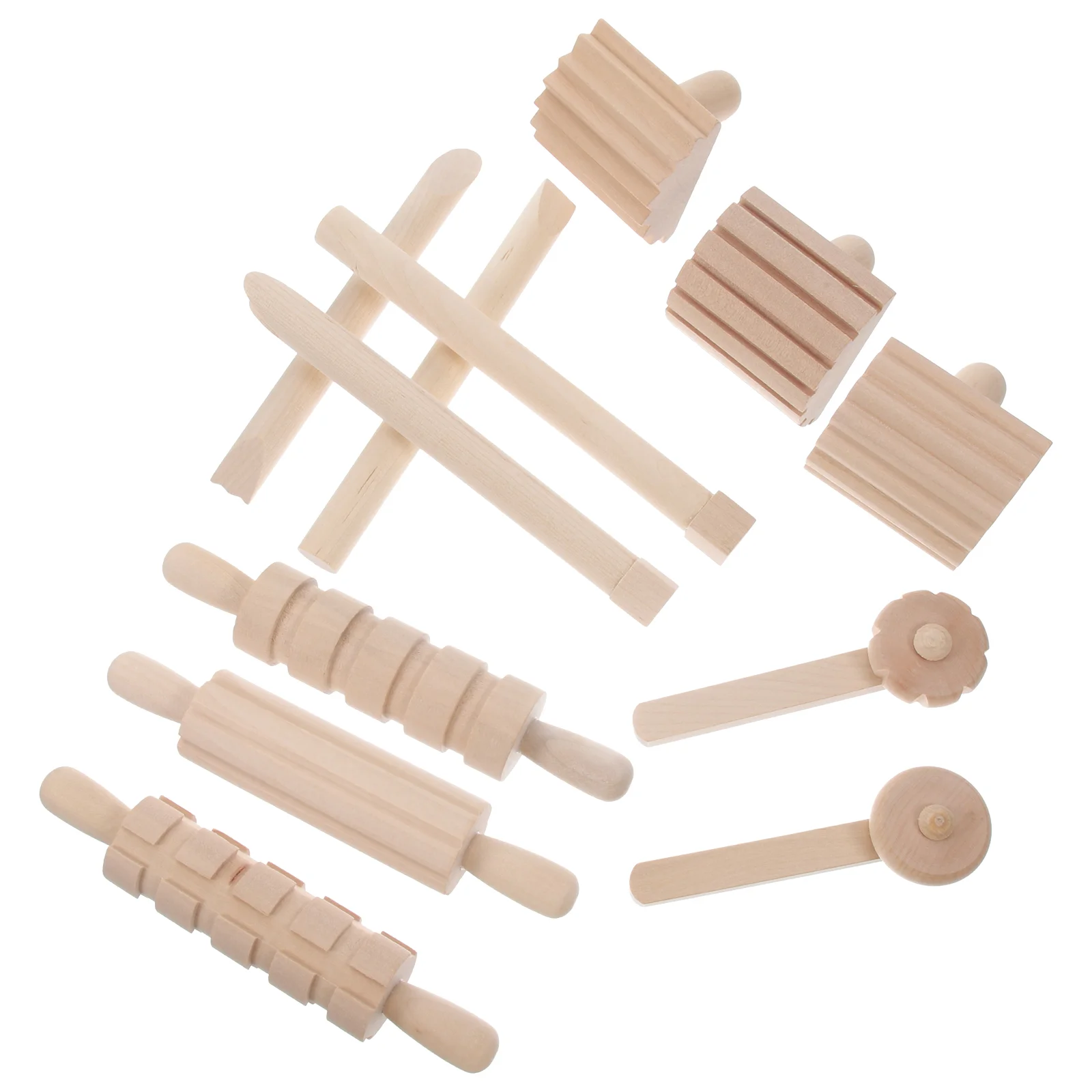 

Pottery Plasticine Tools Child Toddler Clay for Kids Rolling Pin Playdough Wooden