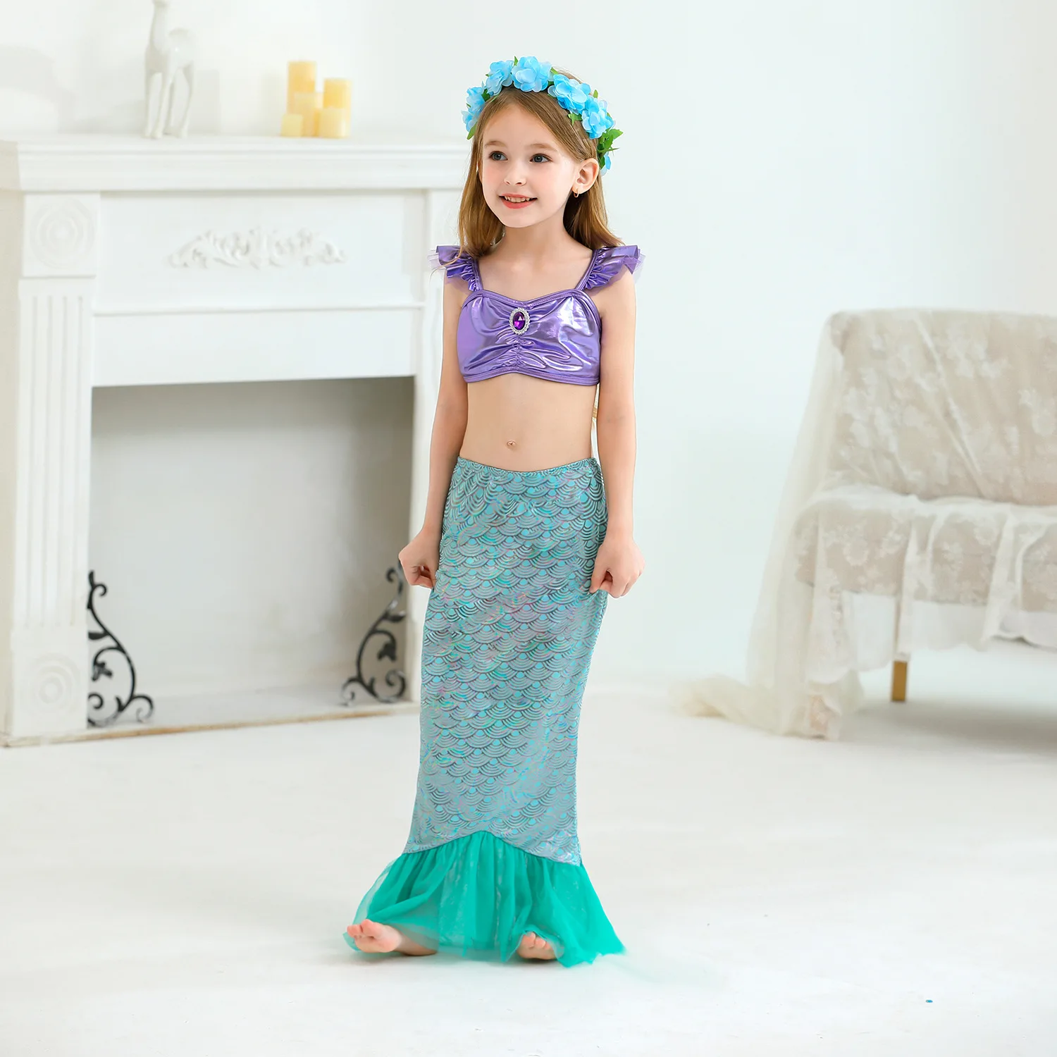 Disfraz de sirena de ensueño para niños, traje de princesa, modelo de cola de sirena, Halloween