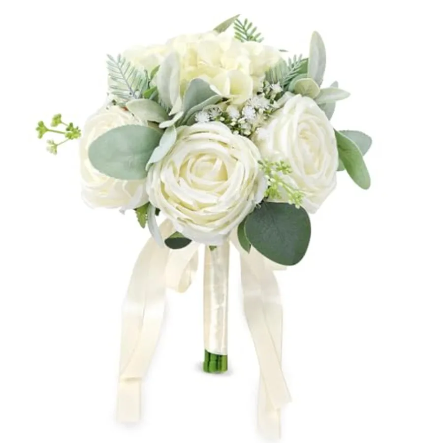 

Wedding Bouquets for Bride Bridesmaid 8.5 Inch Artificial Roses Flowers Bridal Bouquets for Bride Wedding Marriage Proposal Par