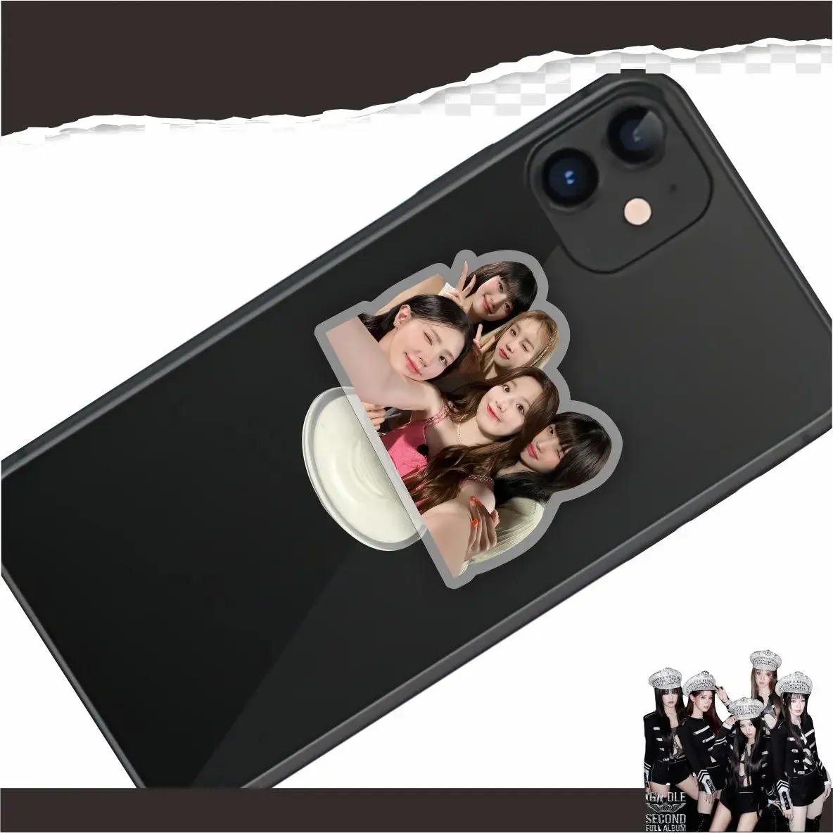 Imagem -02 - K-pop g I-dle Esticável Telefone Stand hd Foto dos Desenhos Animados Imagem Auto-adesivo Celular Acrílico Soyeon Miyeon Shuhua Yuqi Fãs Presente