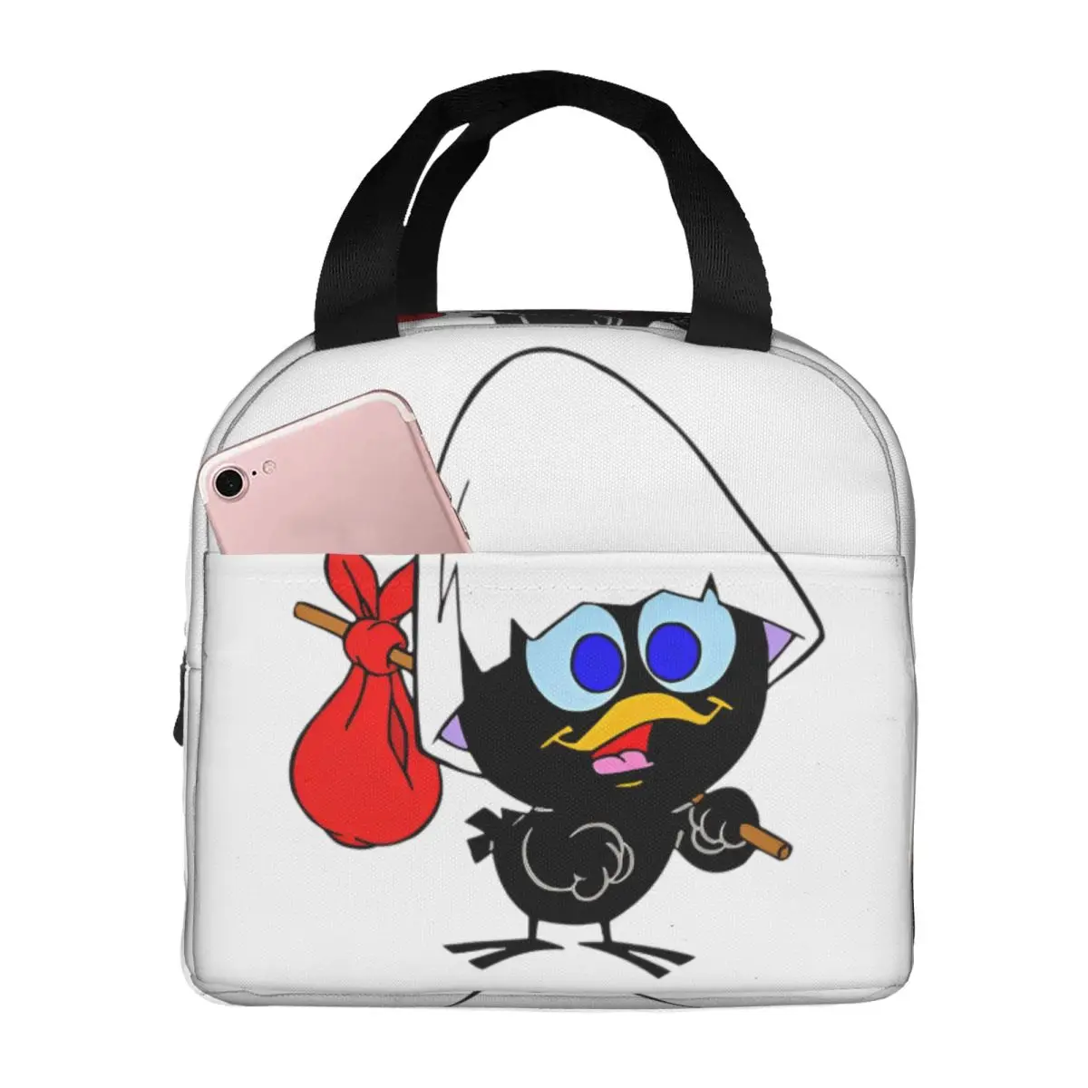 Calimero Black Chicken Cartoon Comic Lunch Bag Men Women Thermal Cooler Insulated Lunch Box for Office