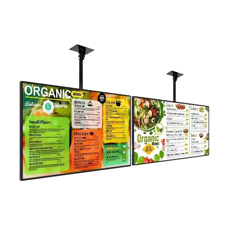 

32 43 50 55 inch indoor ceiling installation advertising display digital menu board price restaurant indoor advertising screen
