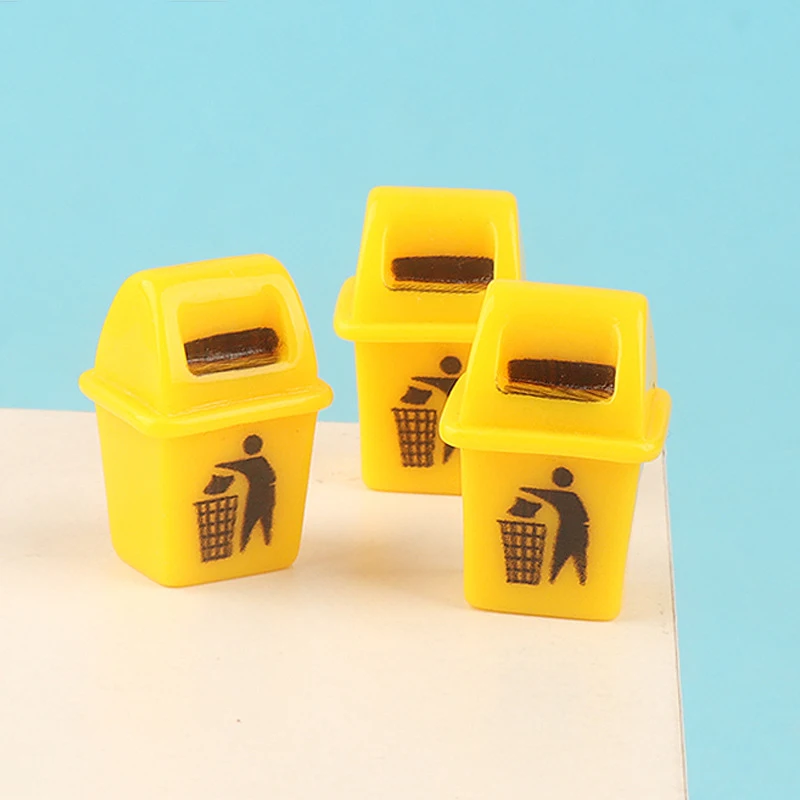 

3pcs Miniature Trash Can Model Dollhouse Furniture Accessories For Doll House Decor Kids Play Toys