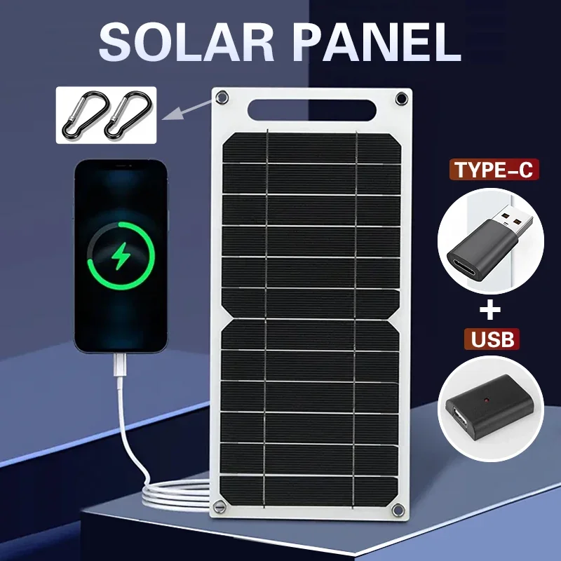 Solar Panel TYPE-C Fast Mobile Phone Charging With USB And Solar Phone Power Bank Portable Mobile Power 5V Car Yacht RV Travel