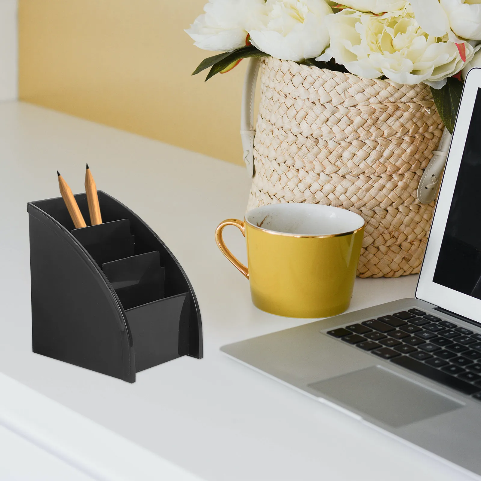 

2Pcs Modern Minimalist Desktop Storage Case for Remote Control Phone Stationery Pens Books Living Room Car Organizer Black White