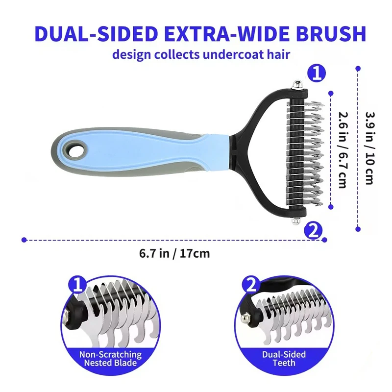 Dog combs Pet Deshedding Brush Dog Cat Grooming Tool Hair Fur Remover Undercoat Knot Cutter Comb for Puppy Shedding Supplies view 2