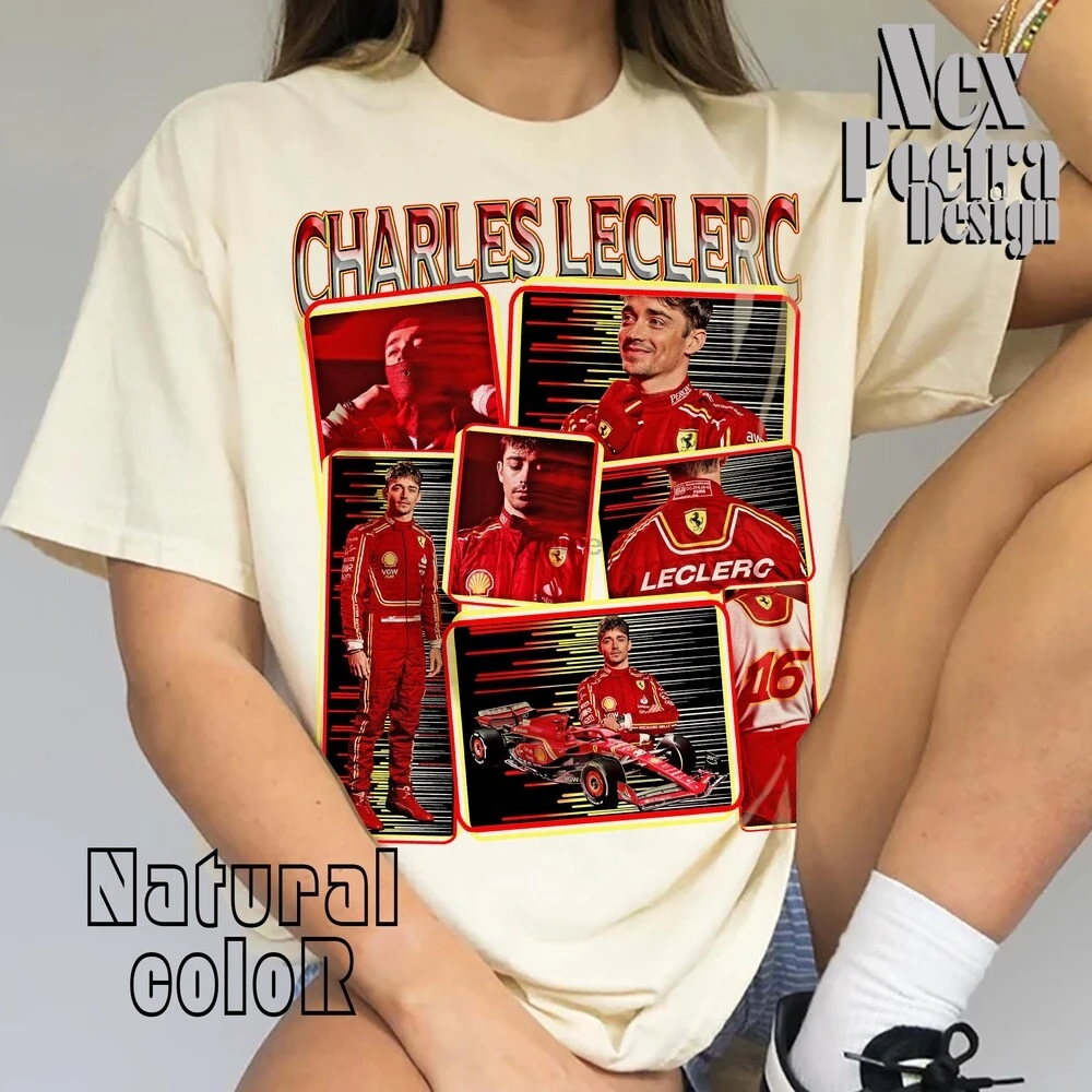 محدودة تشارلز لوكلير تي شيرت خمر تشارلز لوكلير قميص للجنسين قميص BX3 #1