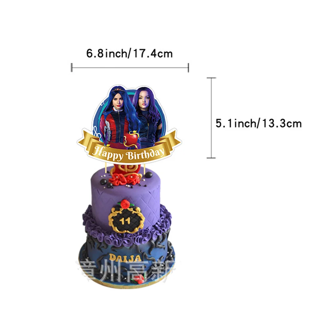 Descendants Mal Carlos Evie Jay Birthday Party Theme Disposable Tableware Background Decorate Photo Baby Shower Photography Prop