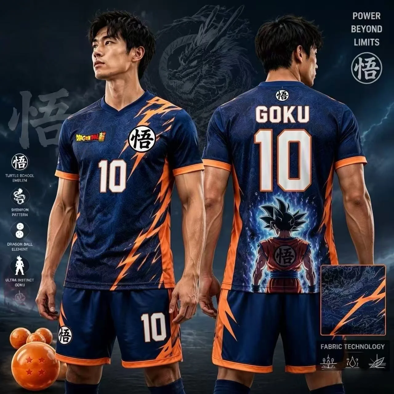 

2026 Fashion Dragon Ball Goku #10 Football Jersey Set Men Women Breathable Summer Sports Suit Oversized Print Gym Streetwear