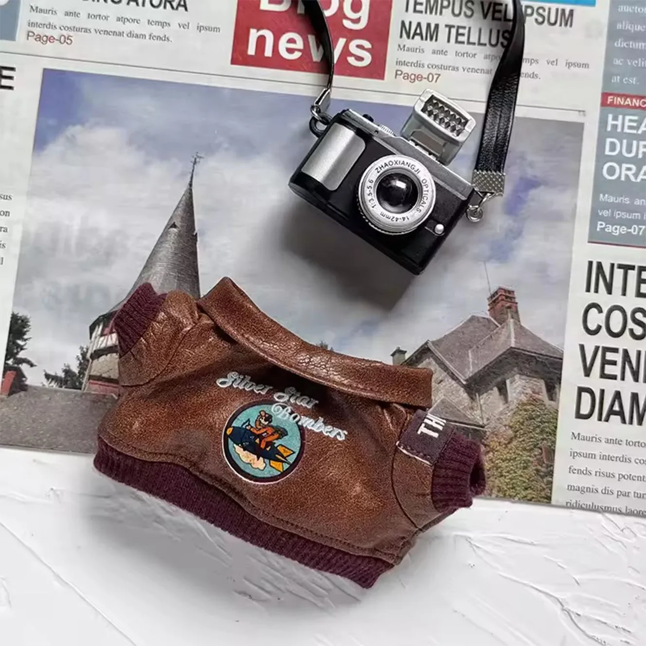 

Brown Retro Flying Jacket Fashion Doll Clothes for Labubu Doll Fashion Clothes Set Accessories Gift