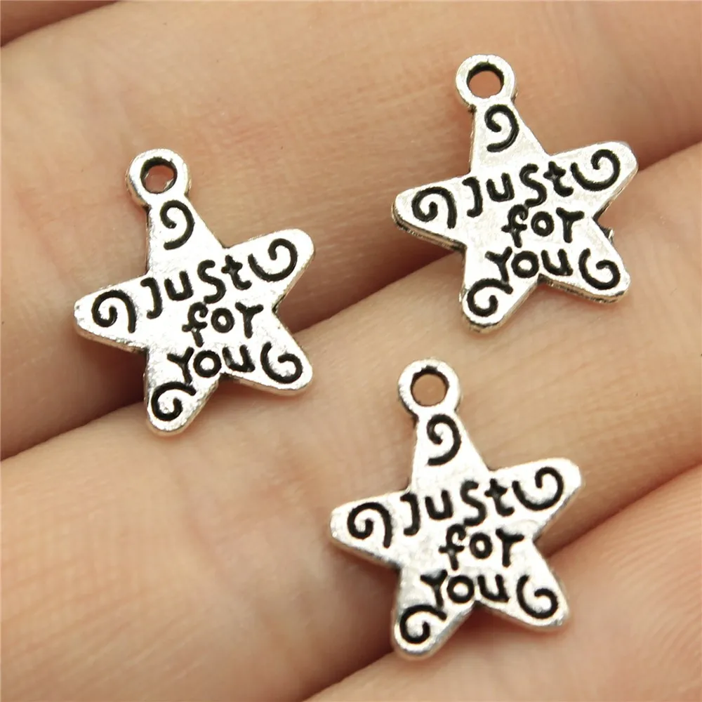 WYSIWYG 40pcs 14x12mm Double Sided Just For You Star Charm Star Charms Just For You Just For You Star Charms