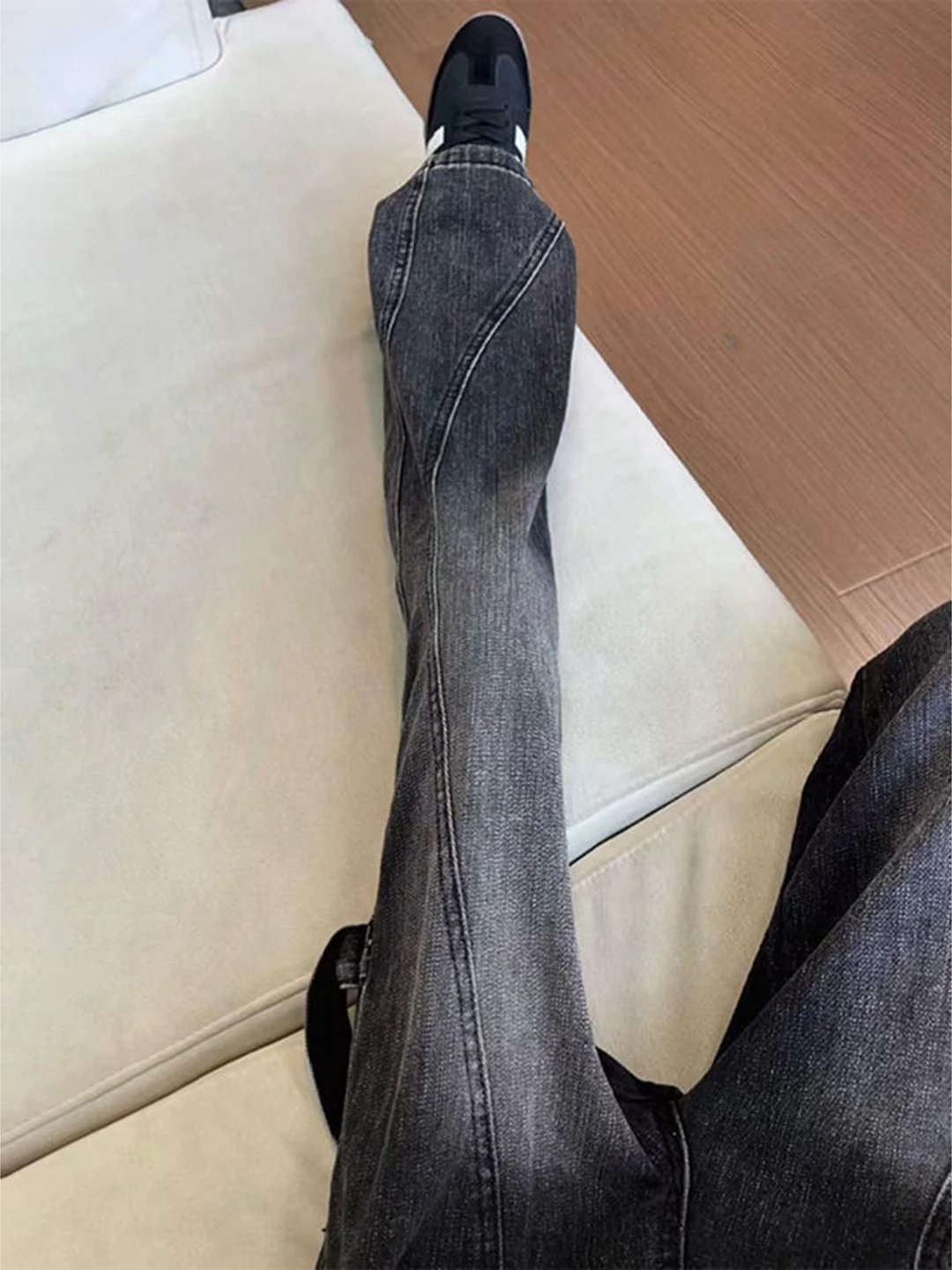 

Мужские джинсы Bla Bamboo Node Pattern Diagonal Cut Slim Fit, американские, в стиле High Street, с микро-клешем, прямые, рабочие брюки