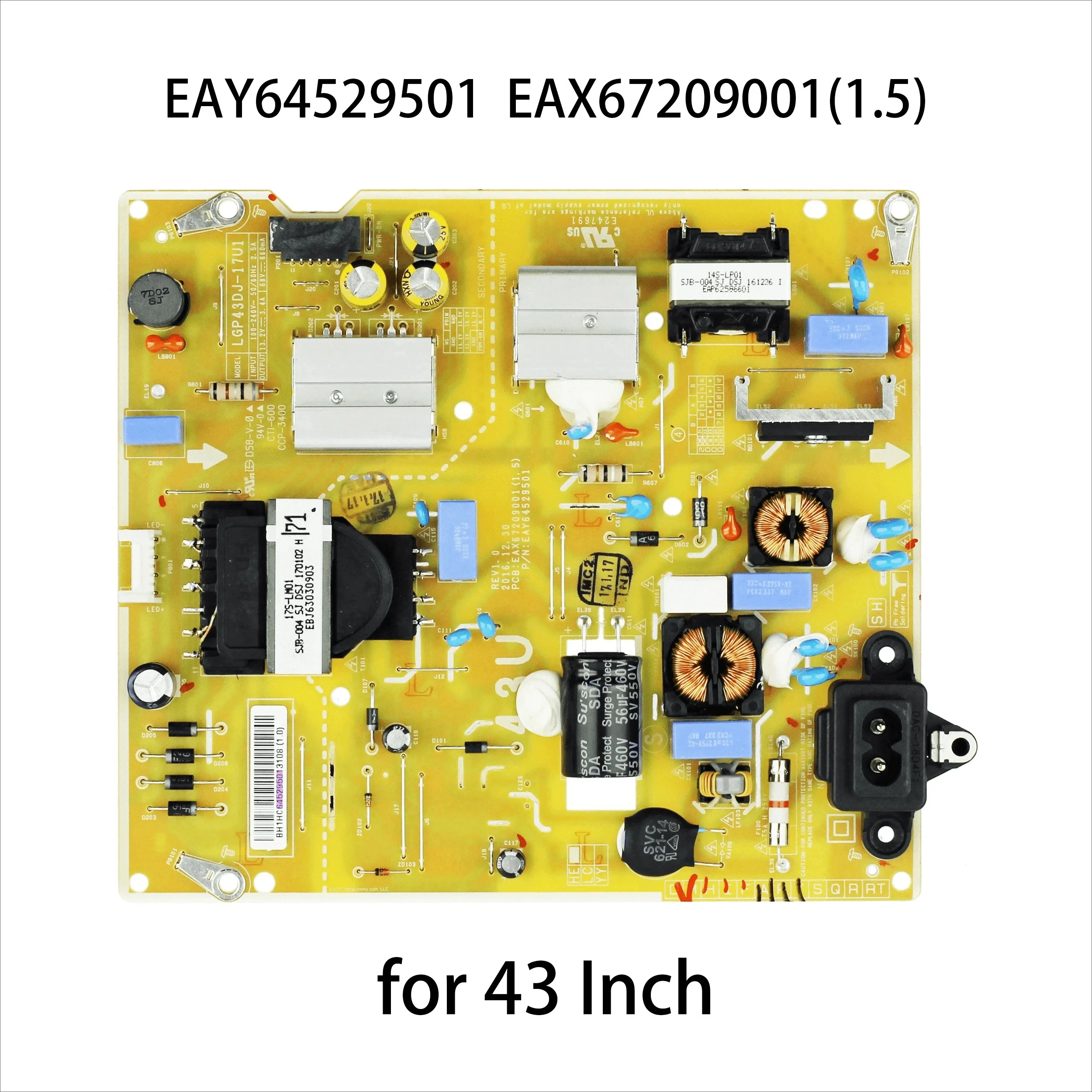 

Original Power Supply Board EAY64529501 EAX67209001(1.5) for LG 43 Inch TV 43UJ6300 43LJ5500 43LJ5500-UA 43UK6090PUA 43UM6910PUA