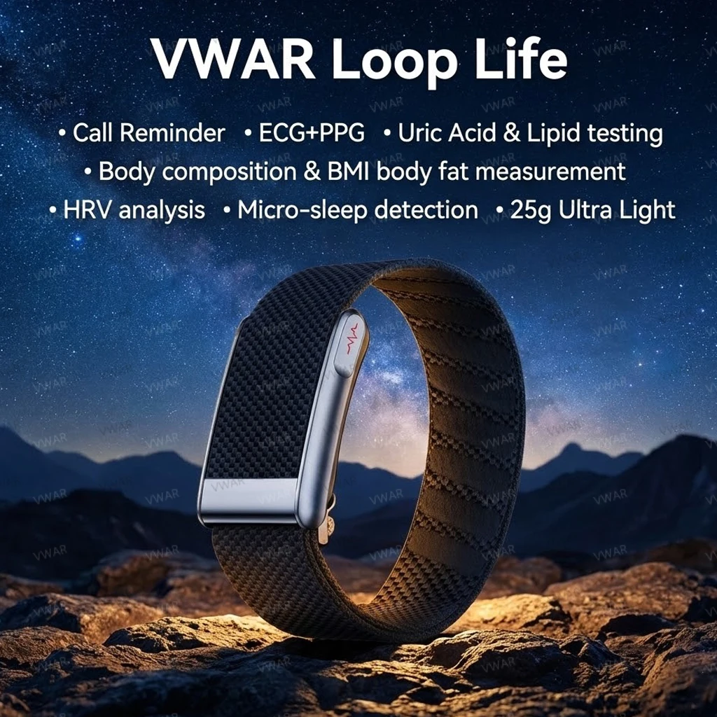 

2026 New Precise Health Care Smart Band ECG+HRV Uric Acid Blood Lipids Bracelet Men Women VWAR Loop Life Fitness Tracker