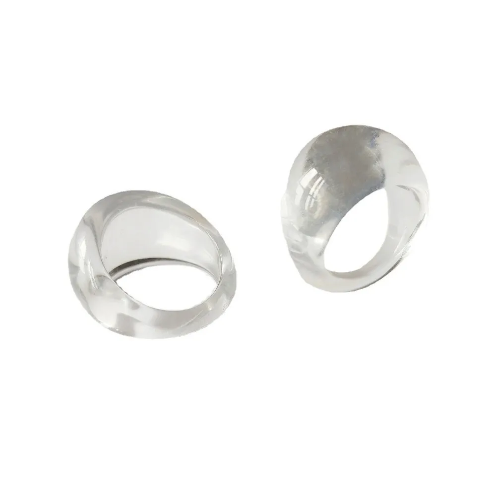 Anel acrílico transparente criativo padrão de mármore irregular engrossar anel exagerado roxo geométrico estilo elegante anel jóias