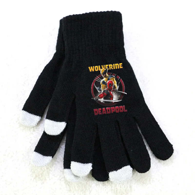 Deadpool & Wolverine Kids Glove New Marvels Anime Action Figures Screen Gloved Boys Girls Winter Warm Accessories Children Gift