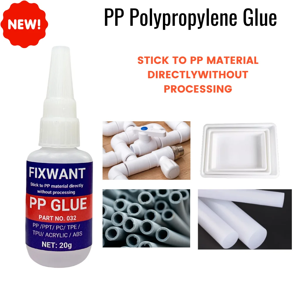 High Strength PP Polypropylene Special Glue - Strong Bonding in Seconds, Waterproof, Works on PPT/ PC/ ABS/ TPE/ TPU/ ACRYLIC