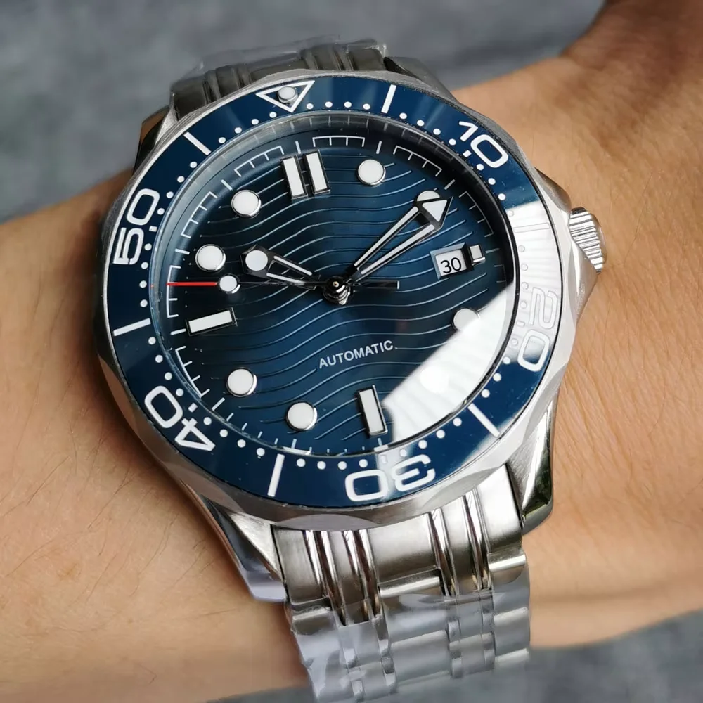 41mm Automatic Men Watch Mingzhu/Japan NH35/PT5000 Movement Glass Back Cover Rotating Bezel Luminous Markers Steel Band