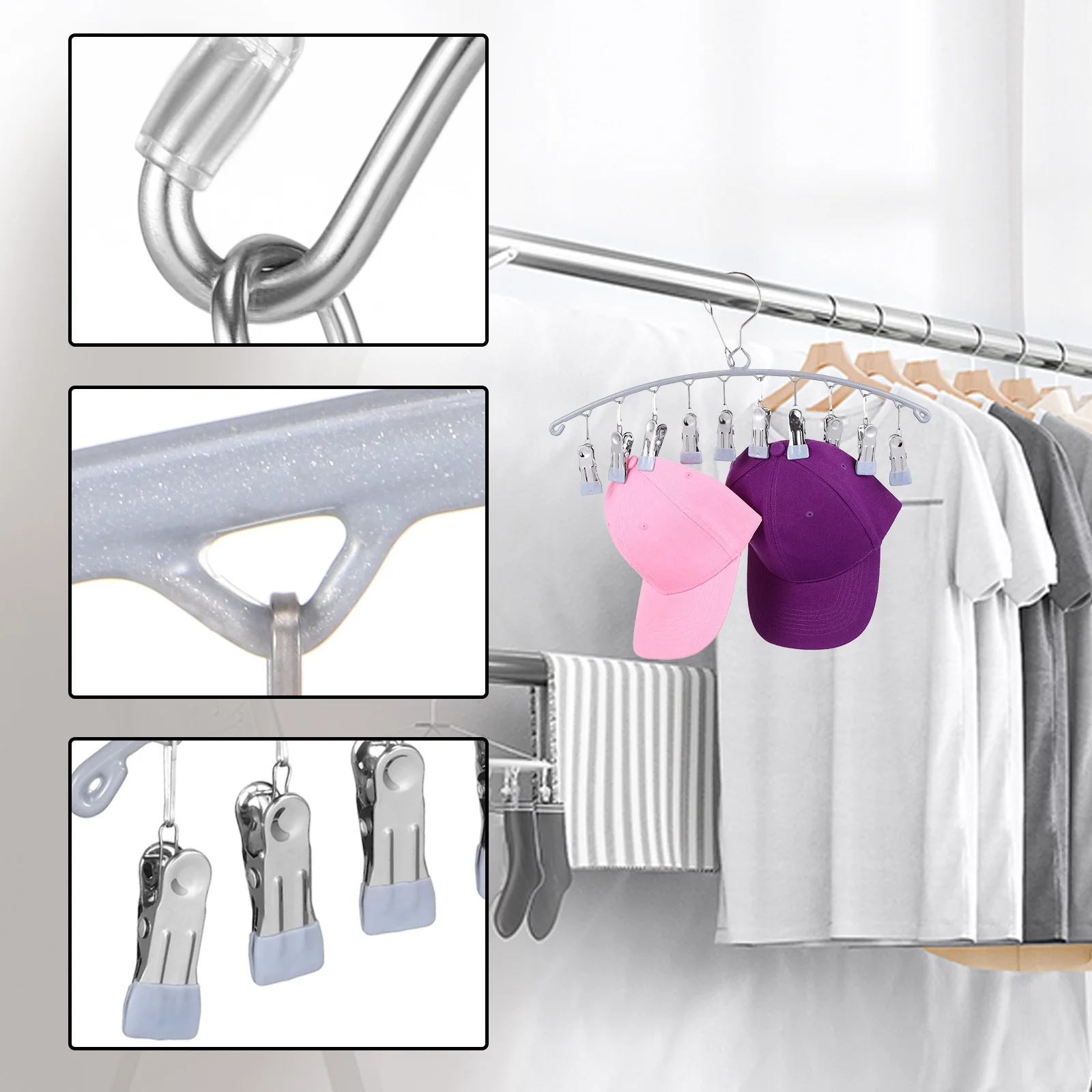 2 قطعة جورب تجفيف الرف مقاطع الفولاذ المقاوم للصدأ الشماعات الفضاء إنقاذ قبعة المنظم رف الغسيل مجفف الملابس جورب مجفف شماعات