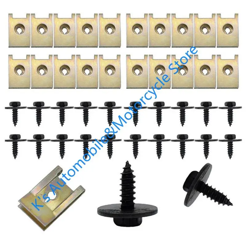 

Q39F 40pcs Car Metal U Shaped Self-Tapping Screw Nut Washers Gasket Engine Guard