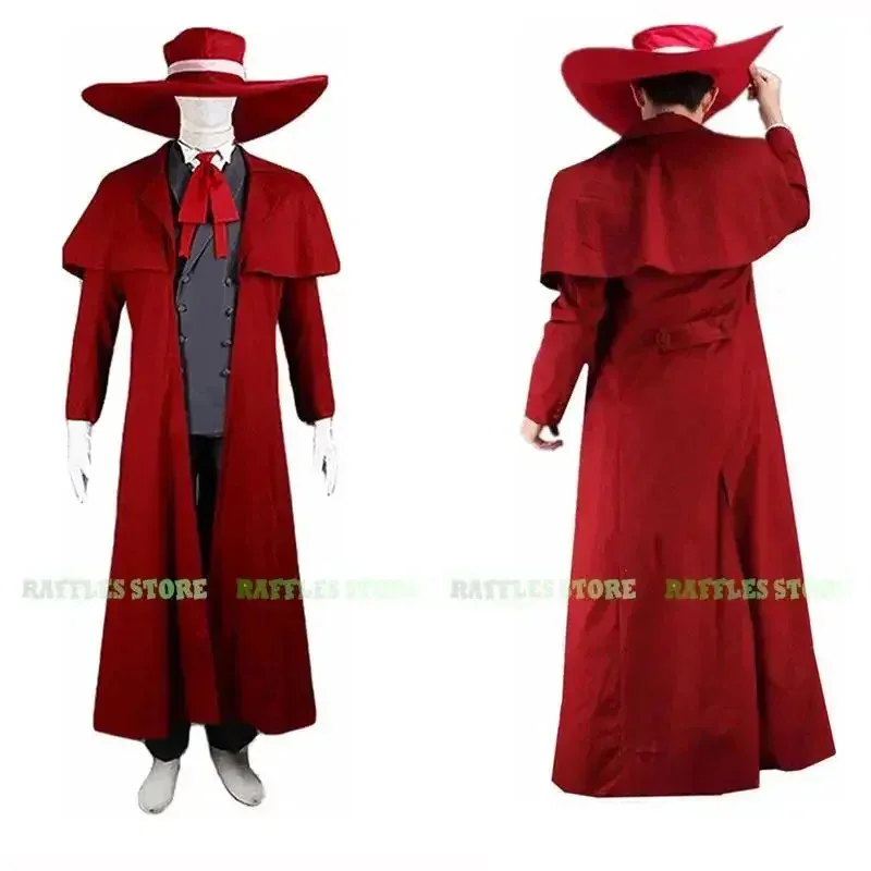 Anime Comic Hellsing Red Trench Alucard Van Cosplay Topi Vampir Kostum Halloween Karnaval Setelan Pria Ccff544