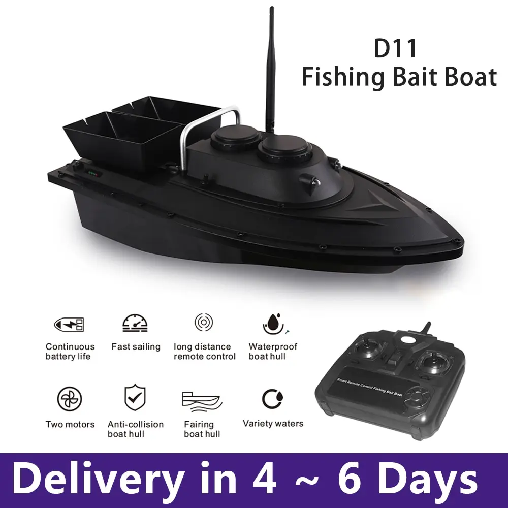 

RC Fish Finder Fishing Bait Boat Double Motors 1.5kg Loading 500m Remote Control Fixed Speed With 1 Battery 1 LED Light