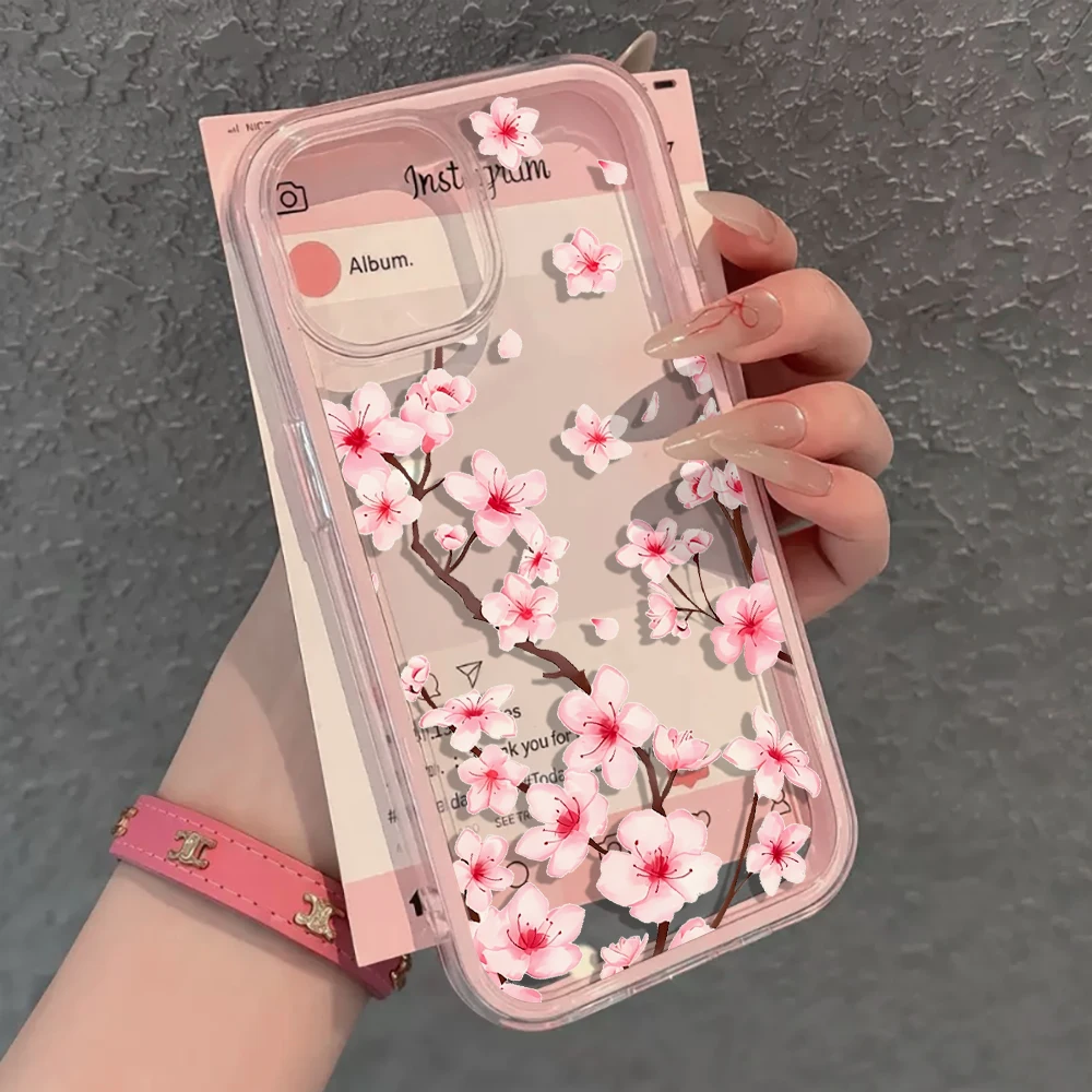 Watercolor Pink Plum Blossom Phone Case For Samsung Galaxy S26 S25 S24 S23 S22 Plus UItra A57 A55 A54 A37 A36 A35 A16 A15 Cover