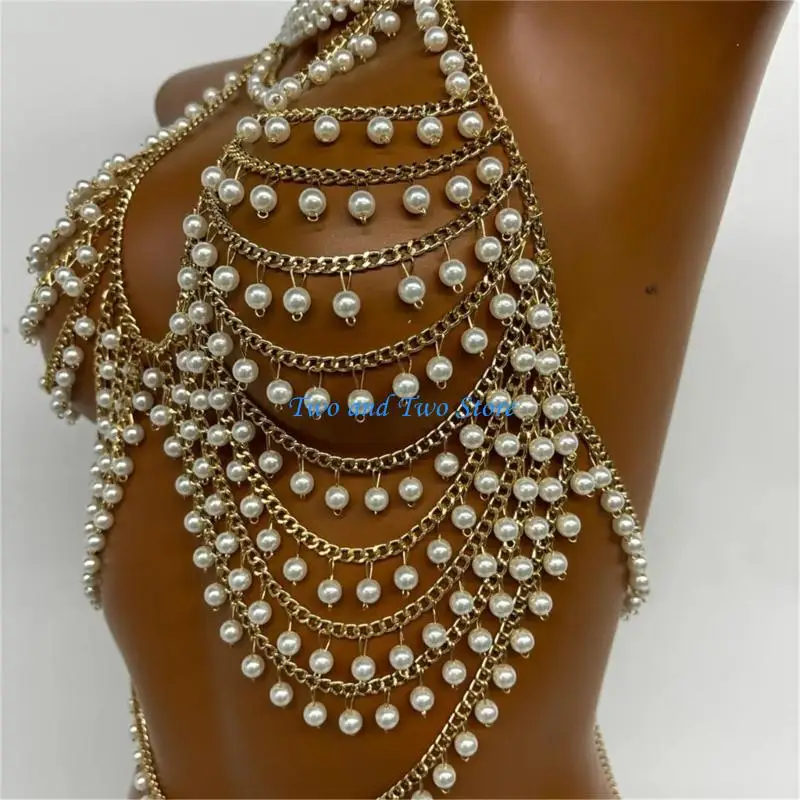 Hx6f لؤلؤة خارجة خارجة خارقة سترة جسم المجوهرات سلسلة الصدر للتجمعات المسائية