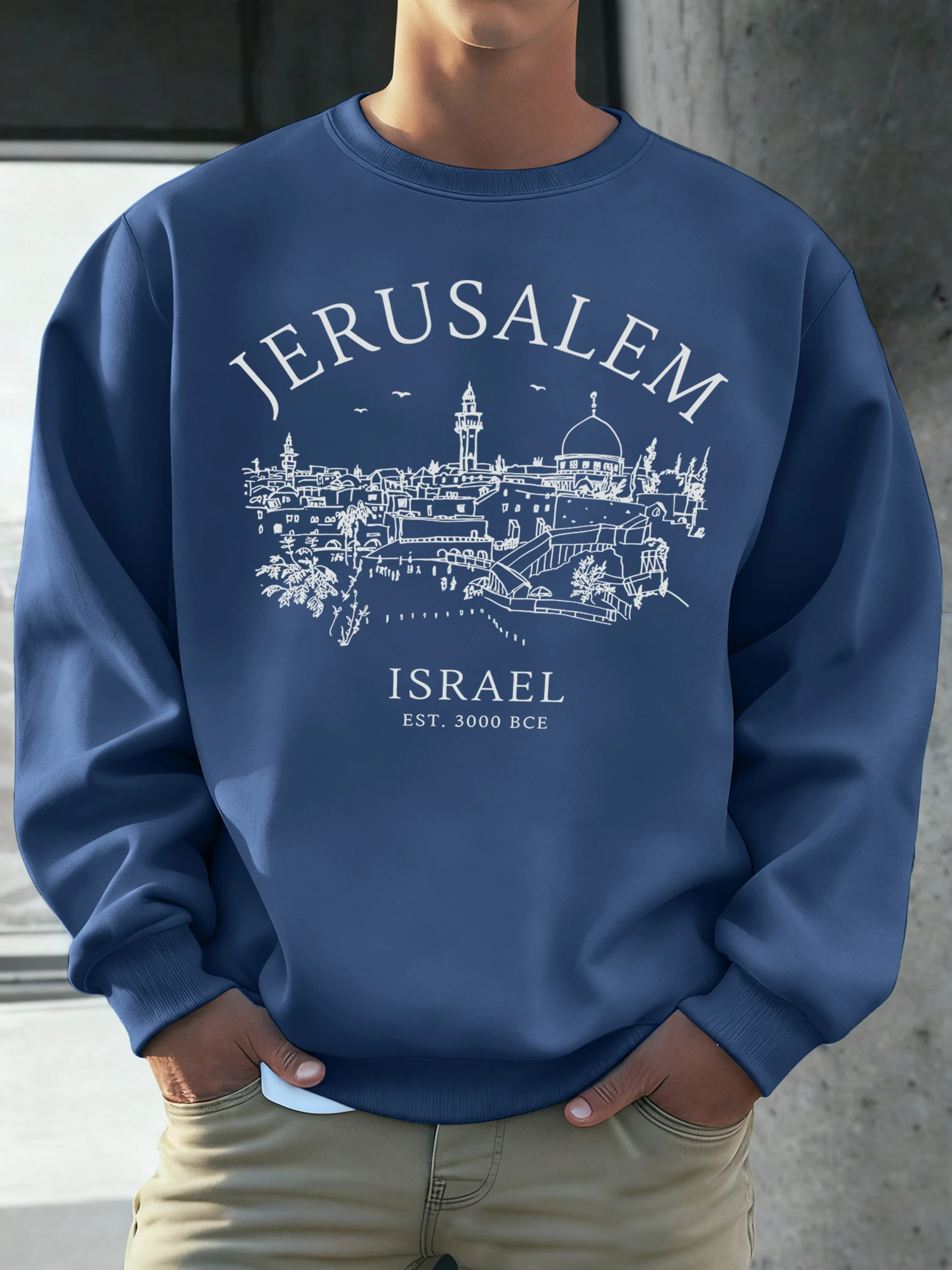 

Иерусалим Израиль Эст. Мужская толстовка с принтом 3000 Bce, пуловер с круглым вырезом, осень, 12 цветов, уличная одежда, флис, унисекс, винтажный, с длинным рукавом
