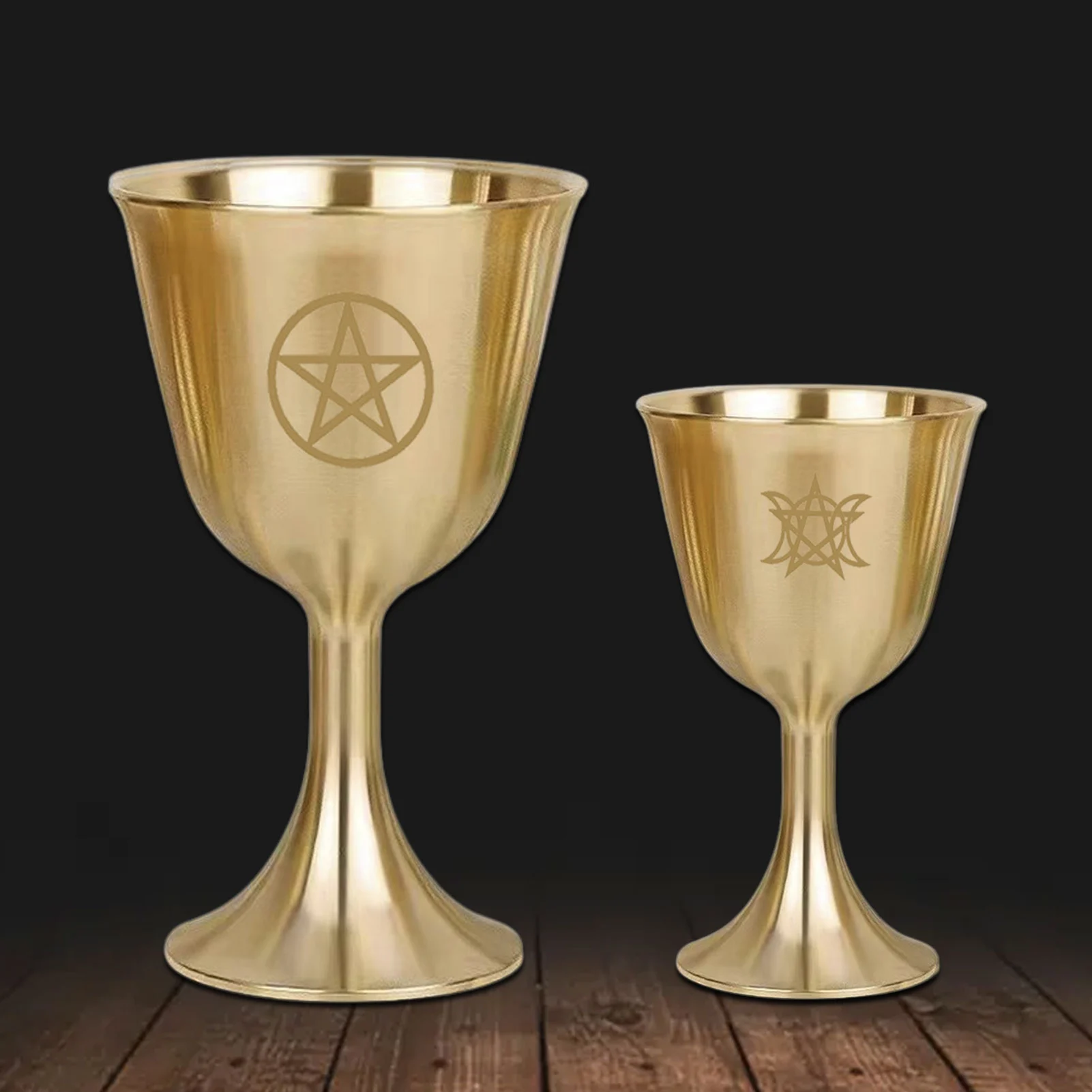 Pentagram Chalice Goblet Brass Wine Goblet Drinking Cup Pentacle Chalice Altar Chalice for Altars Rituals Prayers Anointing